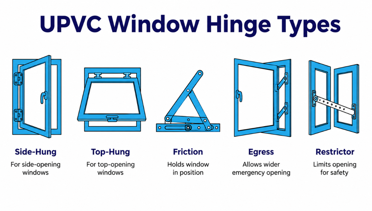 UPVC Window Hinge Types
