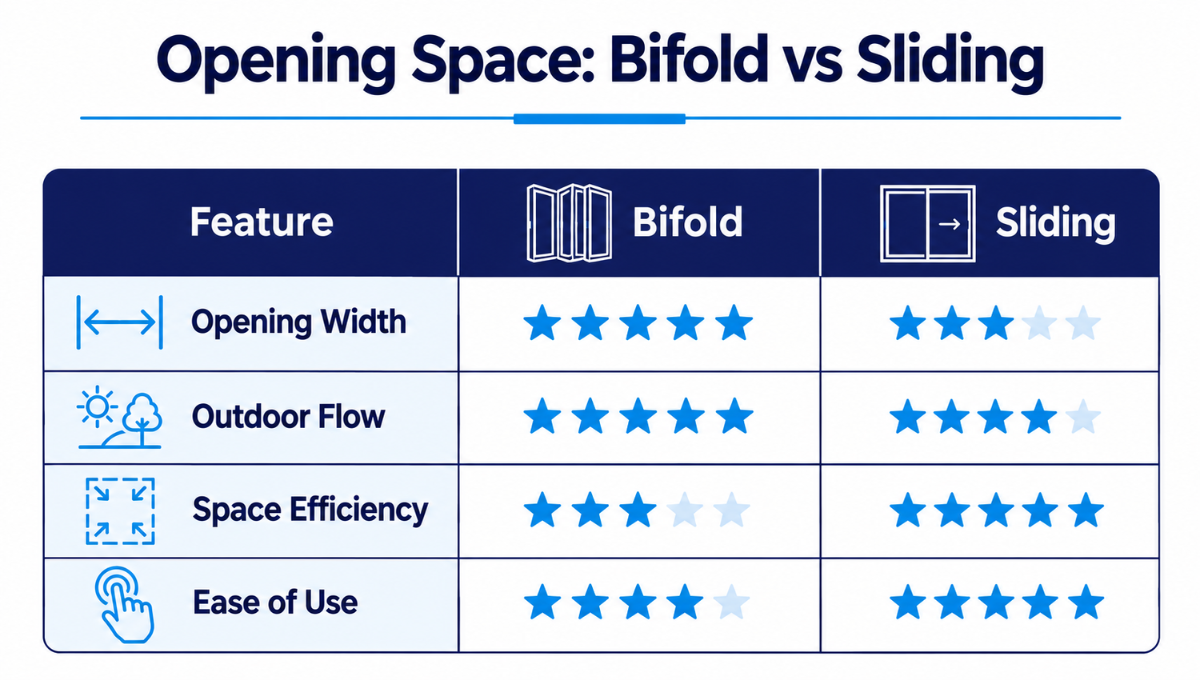 Opening Space Bifold vs Sliding Opening Space Bifold vs Sliding