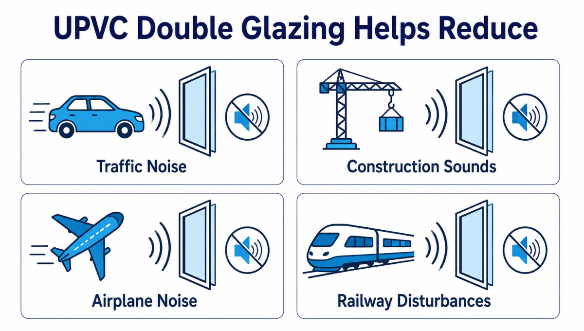 UPVC Double Glazing Reduced Outside Noise UPVC Double Glazing Reduced Outside Noise